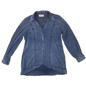 American South Side Shirt Womens XL Embroidered Denim Long Sleeve Peru Made